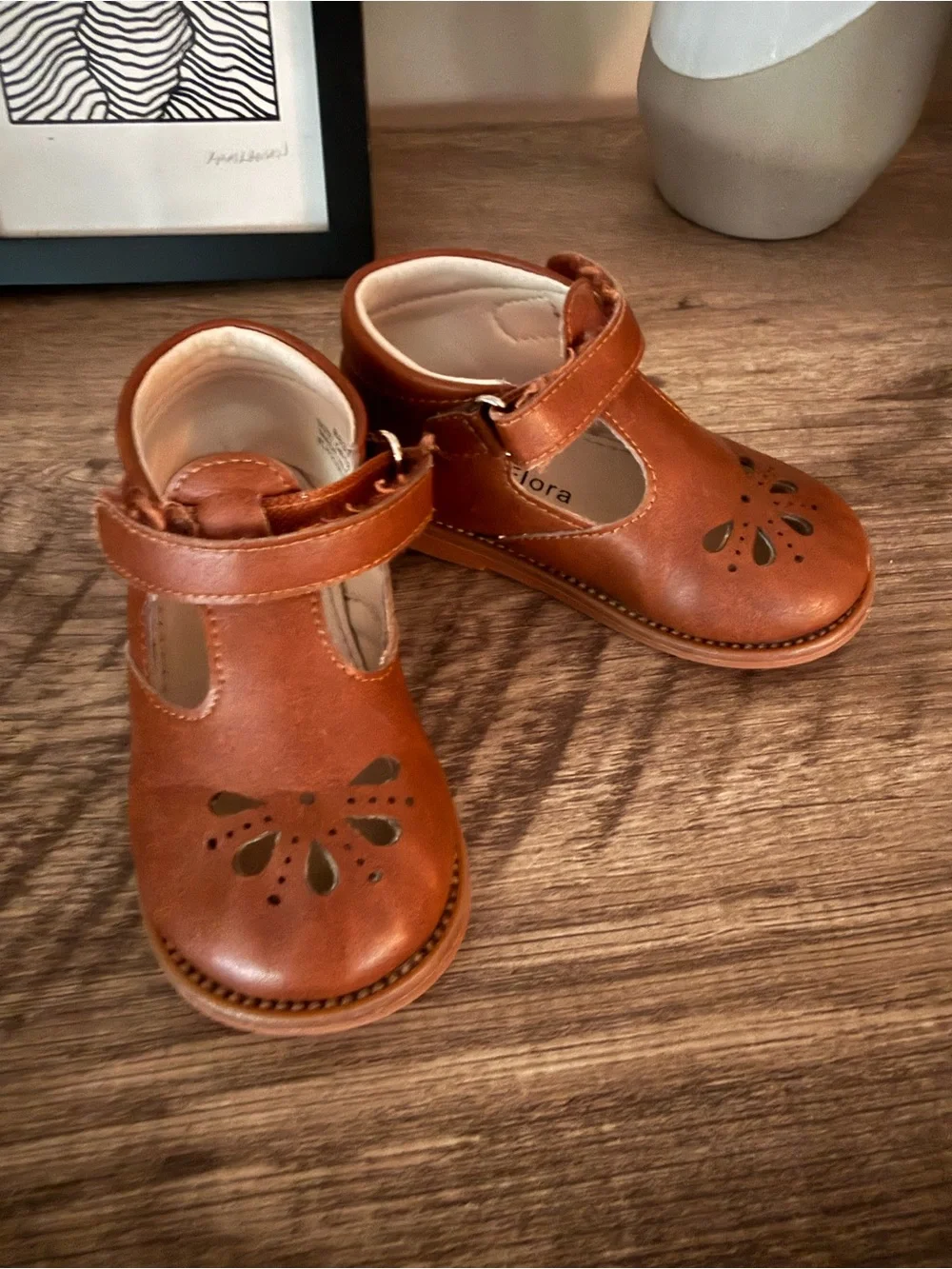Girls T-Strap Dress Shoes in Brown Leather